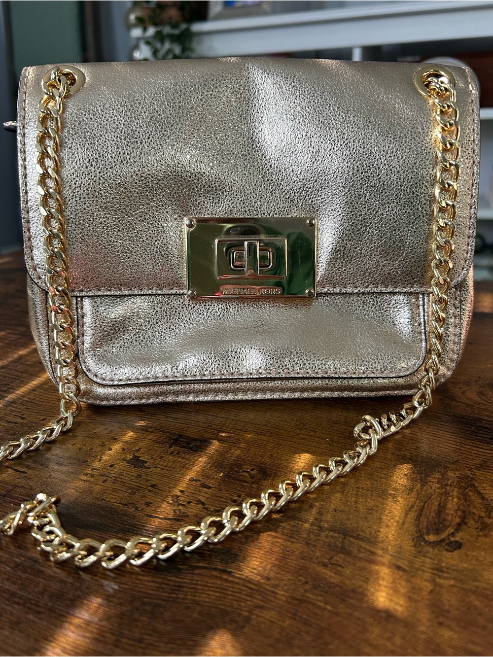 MICHAEL Michael Kors Metallic Gold Chain Crossbody Bag